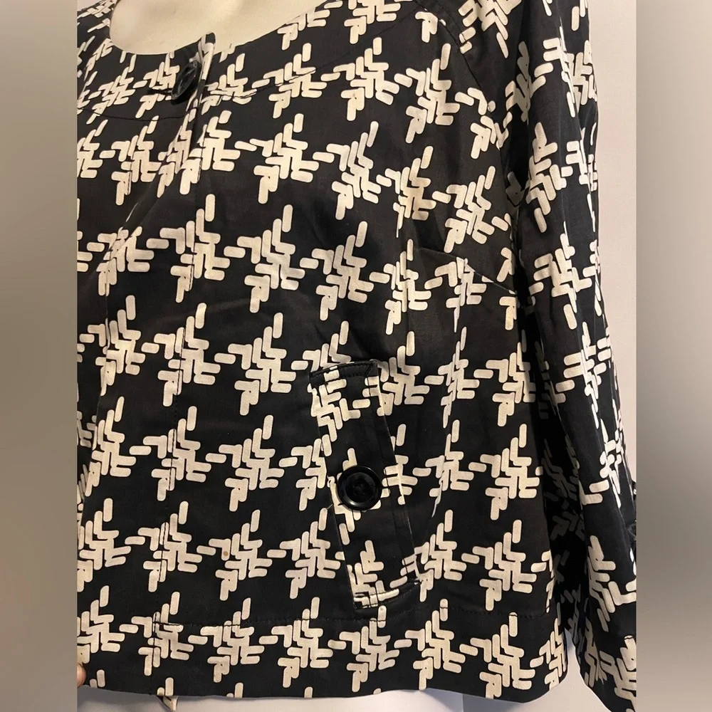 Metrostyle women’s vintage cotton blend black/white houndstooth jacket Size 4 - Picture 7 of 7